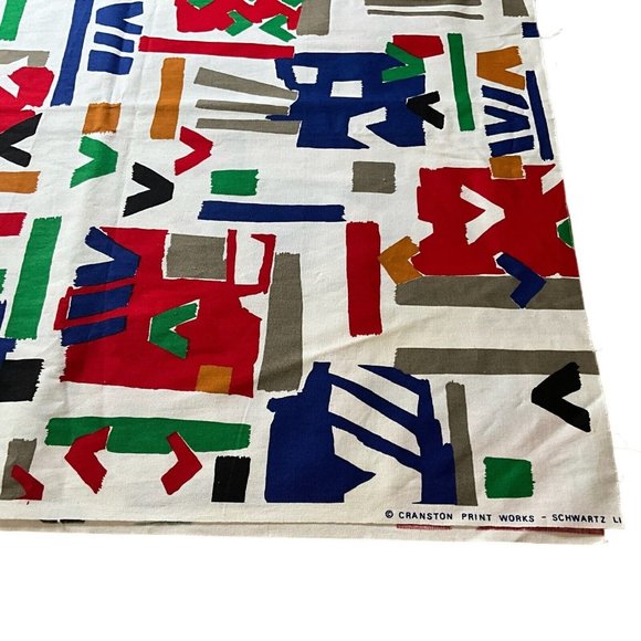 Cranston Print Works Aswartz Liebman Tex Cotton Fabric Geometric Primary Colored - Picture 1 of 15